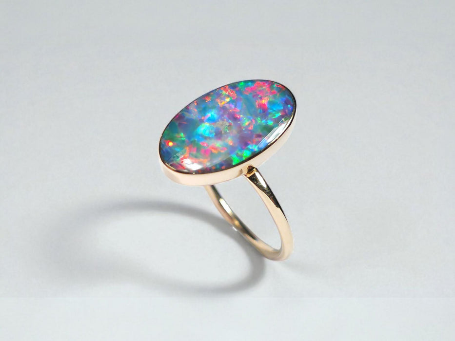 Estrelas' 14k Gold Australian Opal Ring 2.6g Free Re-Size P04