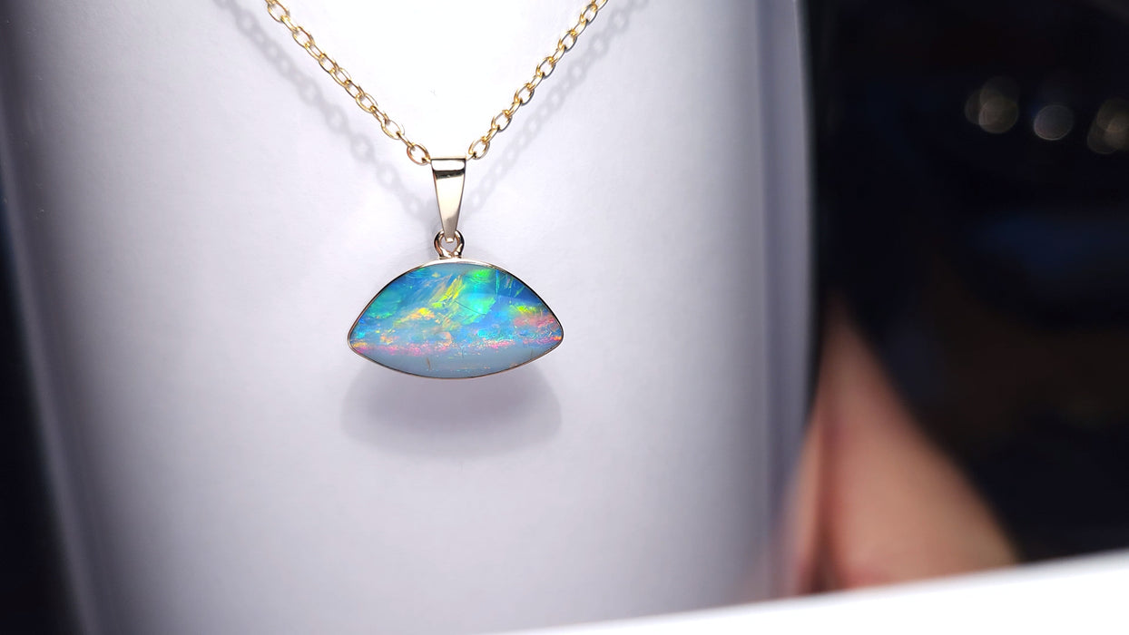 Nova Horizon' Australian Opal Pendant Jewelry 6.15ct 14k Gold Gem J74