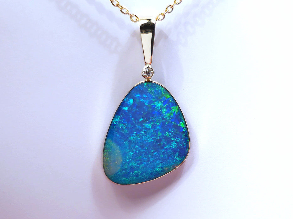 Okavanga' Large Genuine Australian Opal and Diamond Pendant 21ct M00