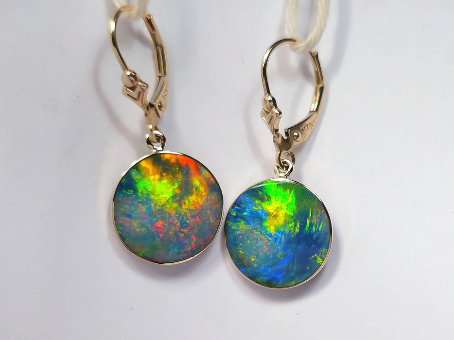 Jardin De Luz' Rare Bright Australian Opal Earrings Gold Jewelry 11.6ct M56