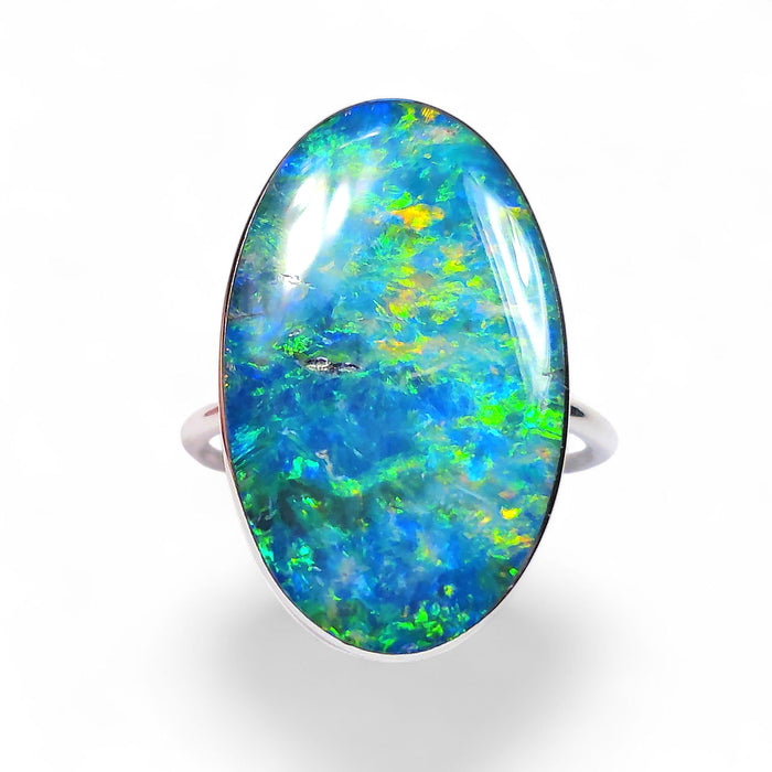 Collosi Verde' BIG Australian Opal Ring 925 Silver Sz 7 Free Re-Size P11