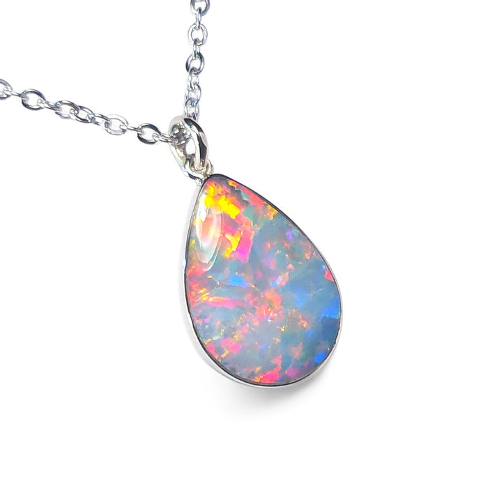 Vit Flamma' Rare Australian Opal Pendant 14k White Gold Gift 7.4ct P95