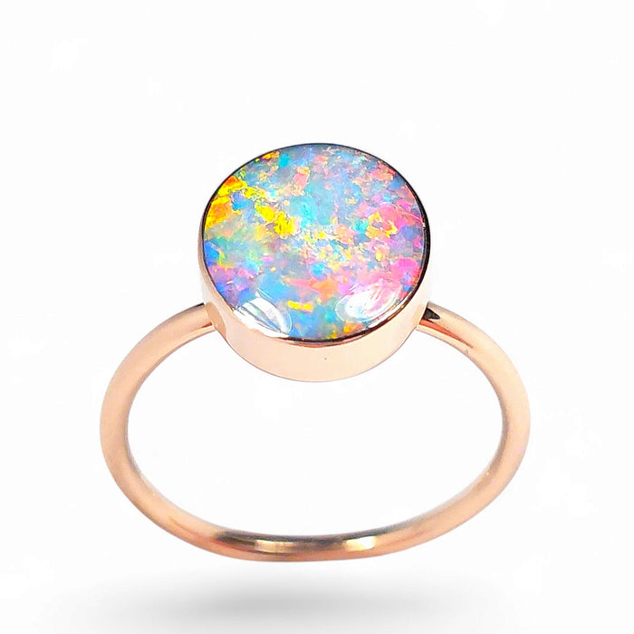 Ember' 14k Pink Gold Rare Australian Opal Ring 2.5g Free Re-Size O27