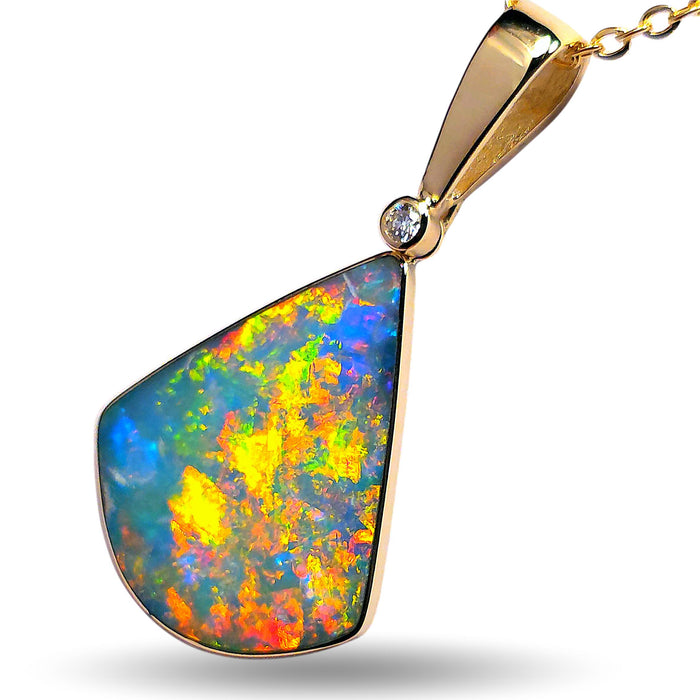 Amaranco Rico' Large Genuine Australian Opal and Diamond Pendant 15.9ct M53