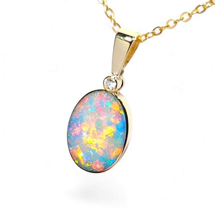 Princesita' Australian Opal & Diamond Pendant Rare Gem Gift 1g R11
