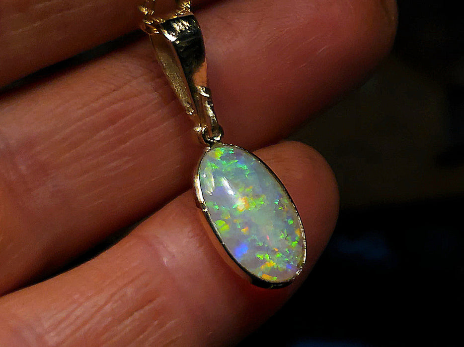 Verde Naranja' Rare Solid Crystal Opal & Diamond 14K Gold Pendant 9.65ct M49