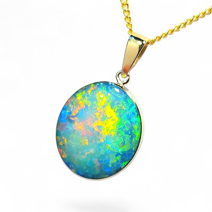 Nibiru' Genuine Australian Opal Pendant 14k Gem Gift 1.8g Q24