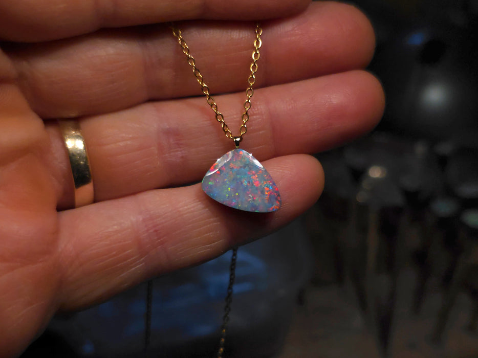 Uluru' Australian 14k Gold Opal Doublet Pendant Gift 6 carat P18