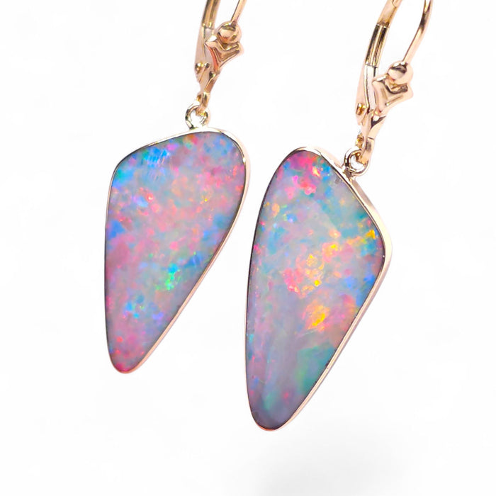 Dos Ranos' Genuine Australian Solid Gold Dangle Opal Earrings 19.5ct O86