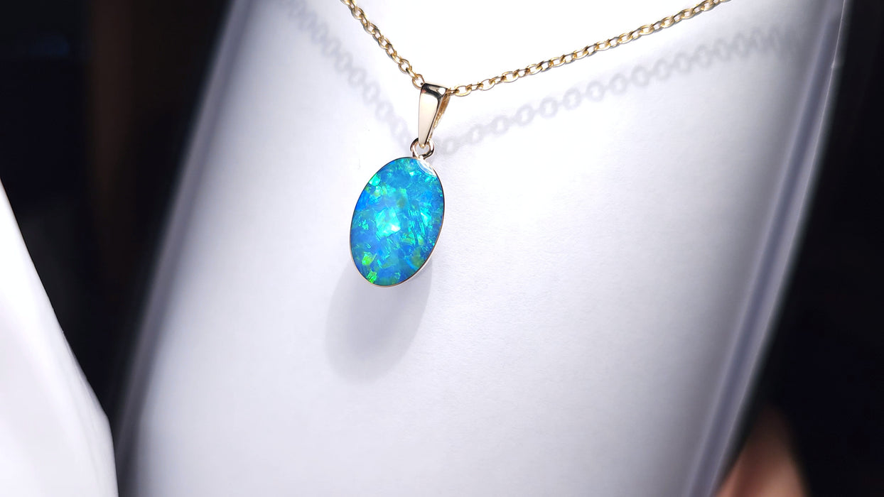 Chartreuse Dream' Australian Opal Pendant Jewelry 5.5ct 14k Gold Gem Gift J87