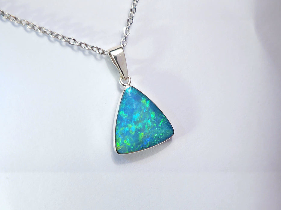 Verde Argento' Genuine Australian Opal Pendant Silver Gem Gift 1.4g P90
