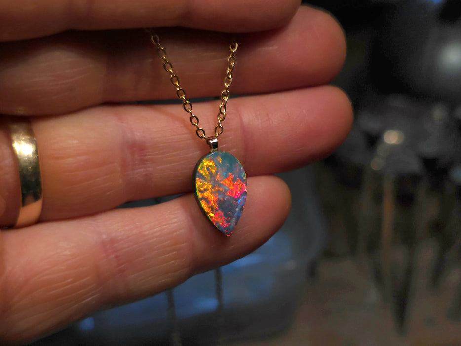 Promenata' Australian 14k Gold Opal Doublet Pendant Gift 4.4 carat P16