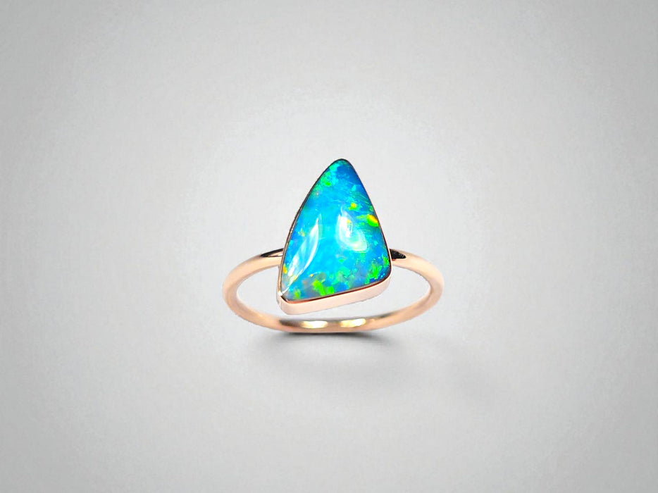 Stellarosa' 14k Pink Gold Rare Australian Opal Ring 2.3g Free Re-Size O28