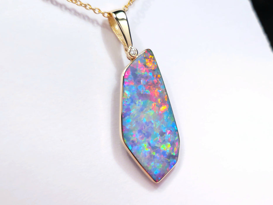 Rosetta' Australian Opal & Diamond Pendant Rare Gem Gift 22ct O95