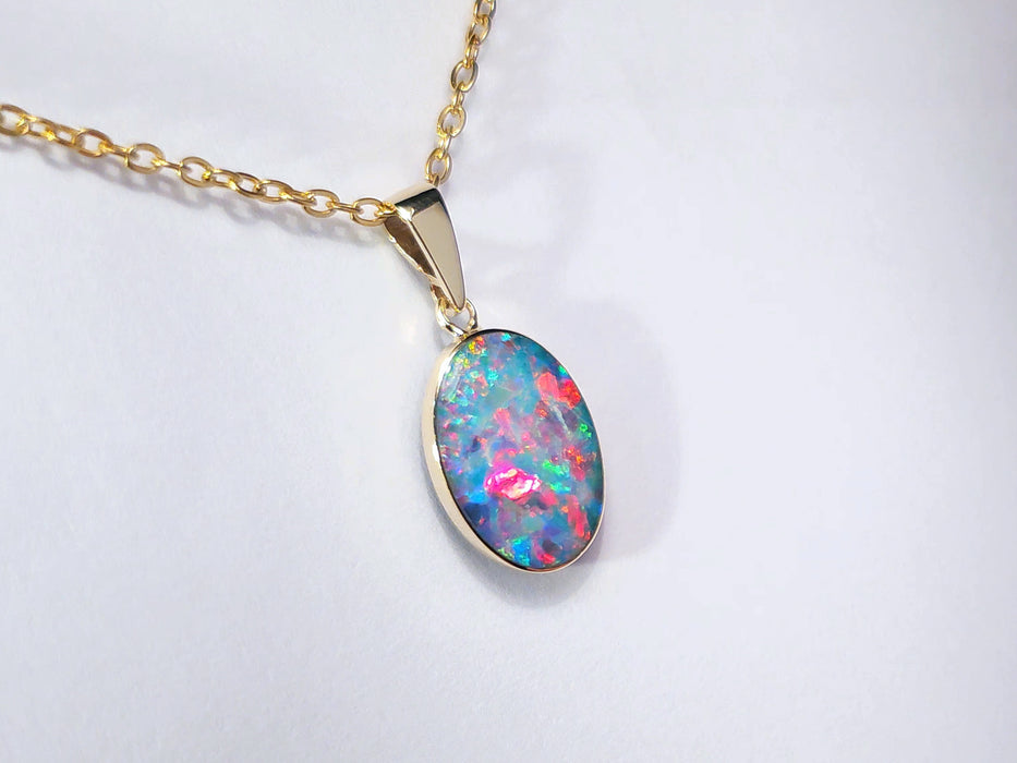 Magnagenta' Genuine Australian Opal Pendant 14k Gem Gift 1.3g P55