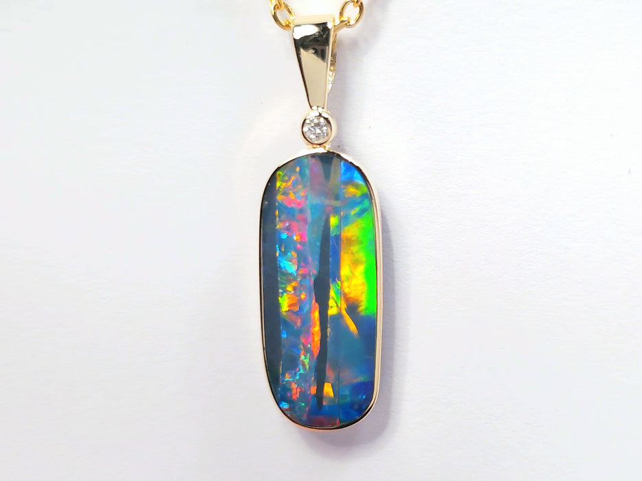 Nastro Del Re' Australian Opal & Diamond Pendant Super Gem Gift 6.7ct N02