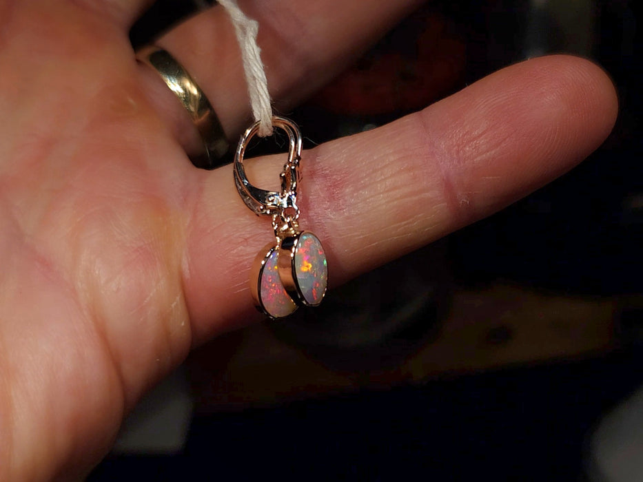 Alba Rosa' Natural Australian Solid Pink Gold Dangle Opal Earrings 1.6g Q81