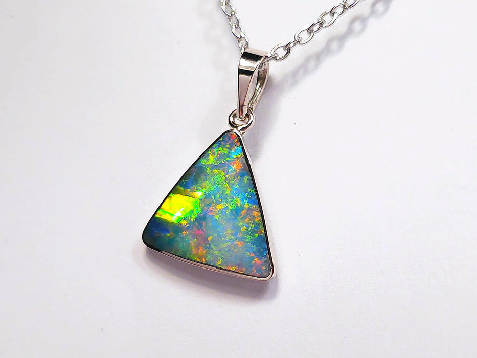 Trilliante' Australian Opal Pendant 14k White Gold Gift 4.1ct M34