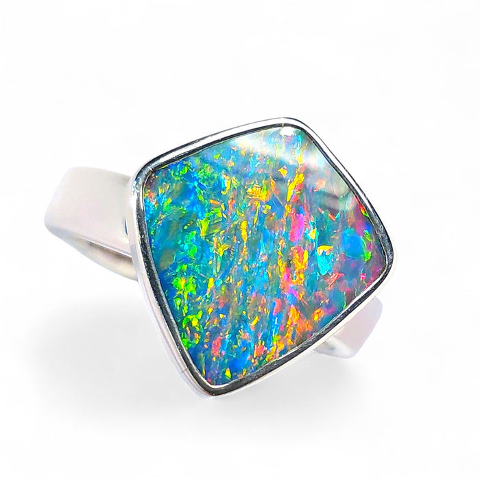 Neo Arco' Large Unisex Australian Opal Silver Ring 8.8g Free Re-Size Q27
