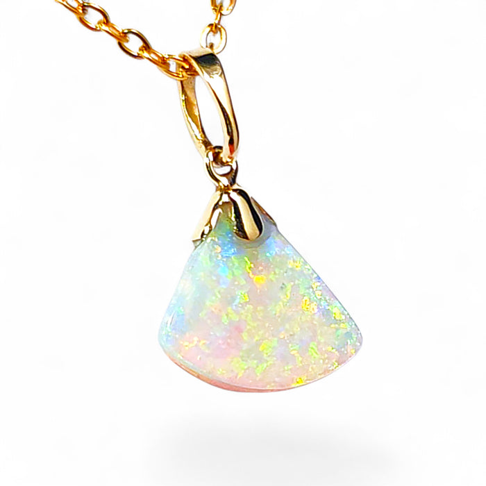 Sparkles' Australian Solid Crystal Opal 14K Gold Pendant 3.2ct Gem P25