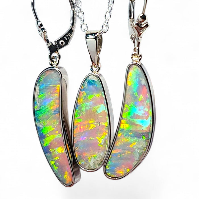 Reina Del Fuego' Solid Australian Opal Crystal Pendant & Earrings 4.2g Q47