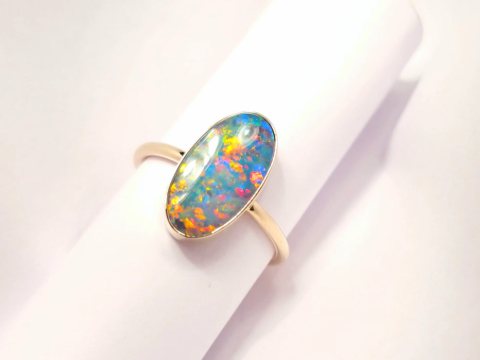 Arco Rojo' Australian Opal Ring Gem Gift 2.4g 14k Free Re-Size US 7 M41