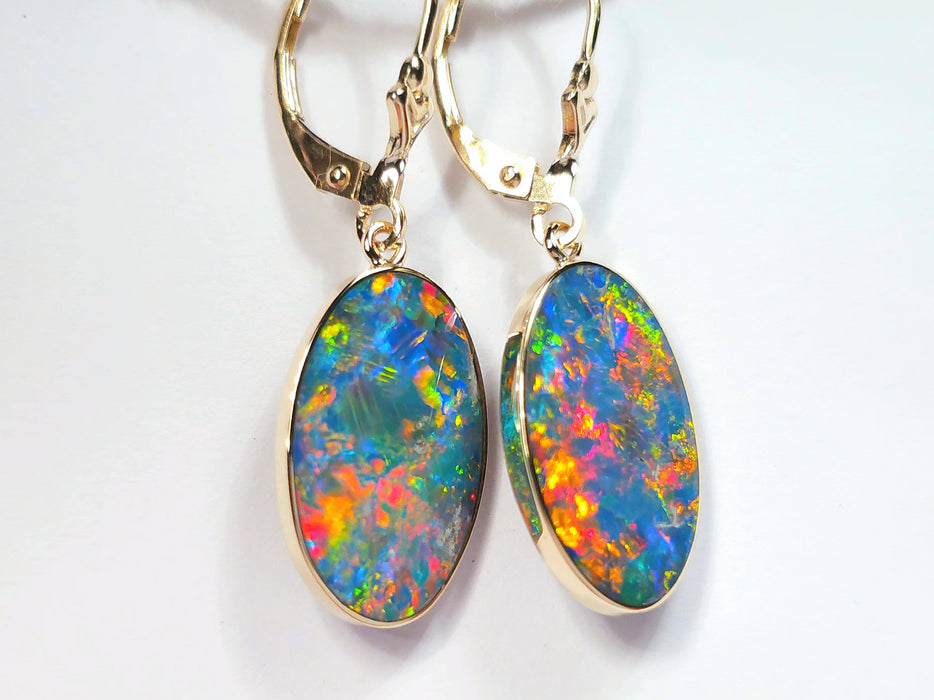 Esplendidas' Australian Opal Earrings Gold Gem Gift Jewelry 13.8ct M98