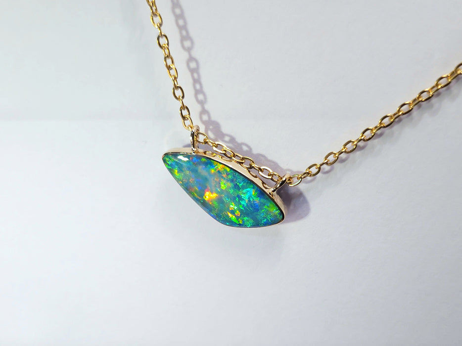 Brilliance' Genuine Australian Opal Pendant 14k Gem Gift 1.3g Q03