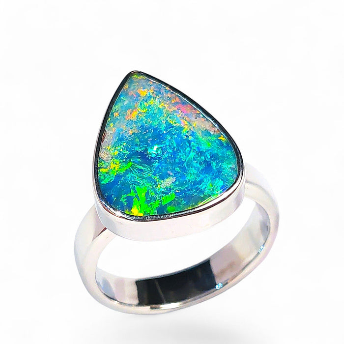Mjolnir' Large Unisex Australian Opal Silver Ring 9g Free Re-Size Q25