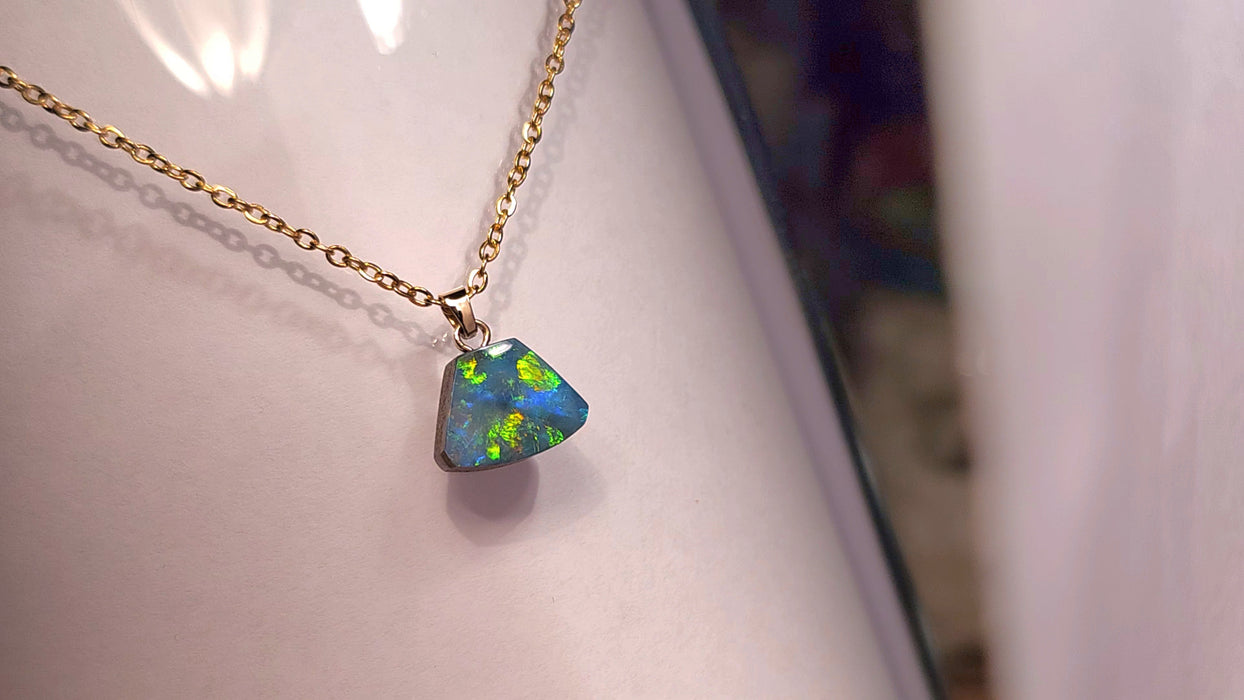 Dark Crystal' Australian Opal Pendant 14k Gold Doublet Gift 4.5ct K17