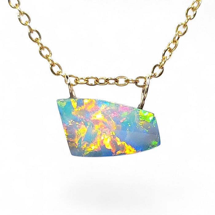 Fuego Intenso' Rare Australian 14k Gold Opal Doublet Pendant Gift 4.5 ct P27