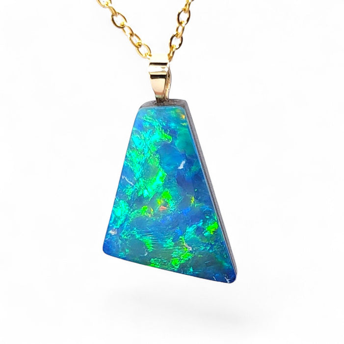 Quasar' Genuine Australian Opal Doublet Pendant 14k Gem Gift 1g Q87