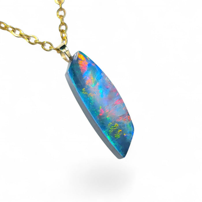 Whitsunday' Rare Australian 14k Gold Opal Doublet Pendant Gift 0.8g Q17