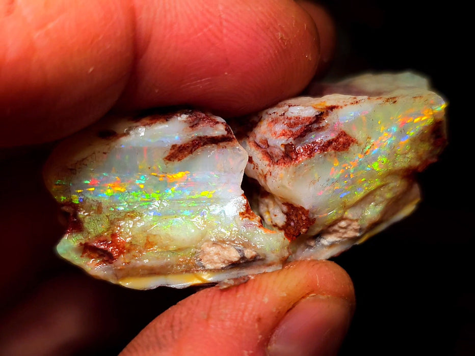 Galactic Stream' Big Australian Opal Pendant Solid 14k Gold & Diamond 21.3ct K50