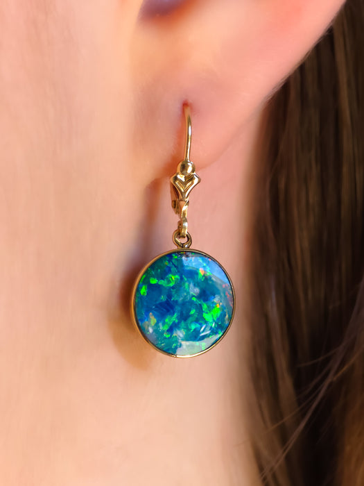 Sfere Dorate' Genuine Australian Solid Gold Drop Opal Earrings 13.4ct O75