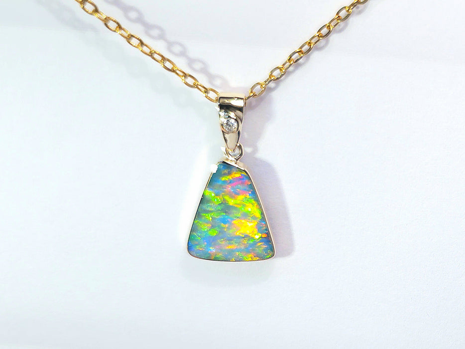 Nefer' Australian Opal & Diamond Pendant Rare Gem Gift 1.2gct P59