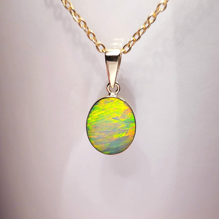 Ether' Genuine Rare Australian Opal Pendant 14K Gold 4.9ct K58