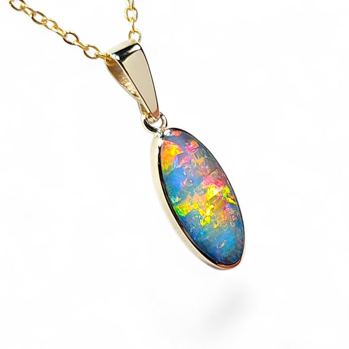 Viti' Rare Genuine Australian Opal Pendant 14k Gem Gift 0.8g Q73