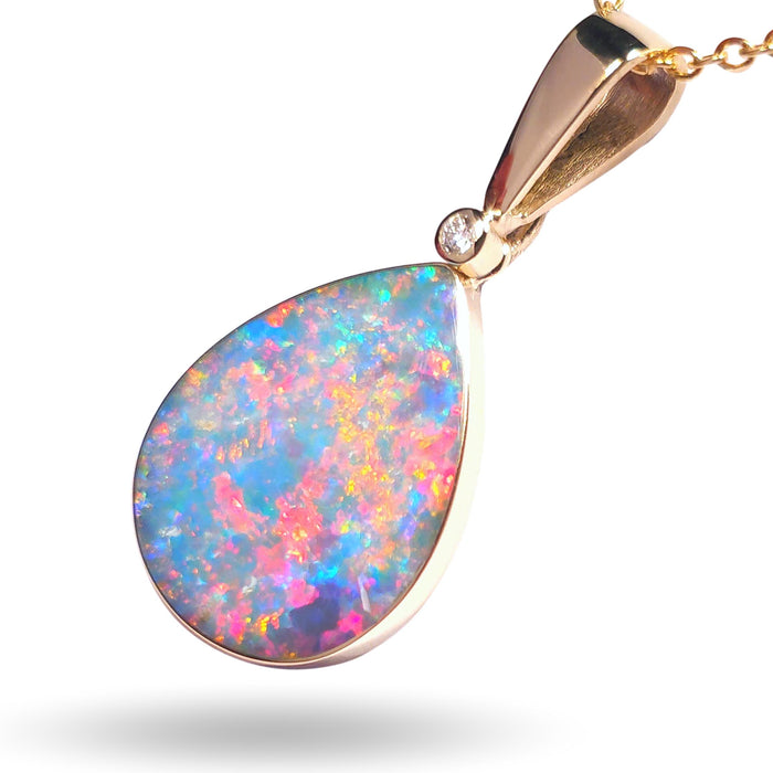 Pink Peonie' Australian Opal & Diamond Pendant Gem Gift 16.2 ct L34