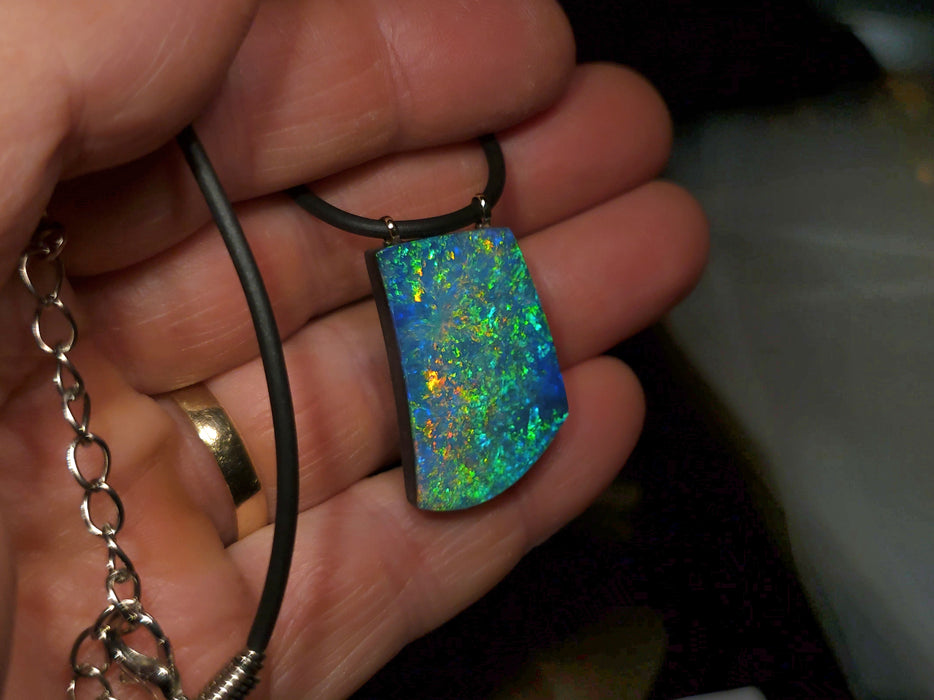 Tjakatju' HUGE Rare Australian 14k Gold Opal Doublet Pendant Gift 24ct Q13
