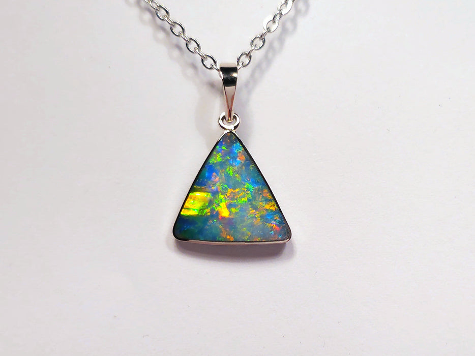 Trilliante' Australian Opal Pendant 14k White Gold Gift 4.1ct M34