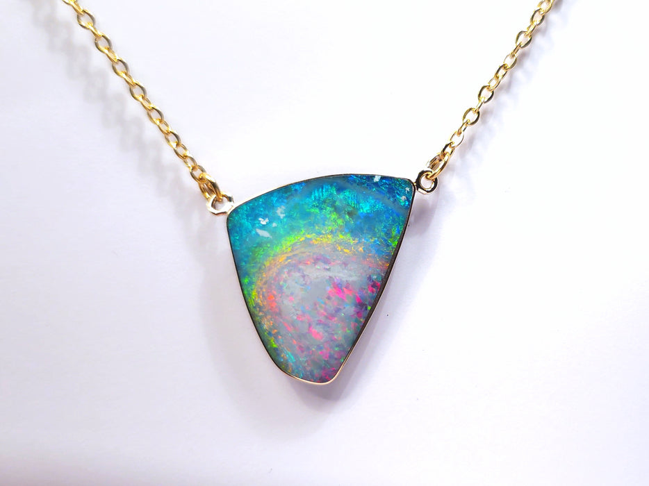 Rainbow Swirl' Large Genuine Australian Opal Pendant Necklace 7.8ct L83