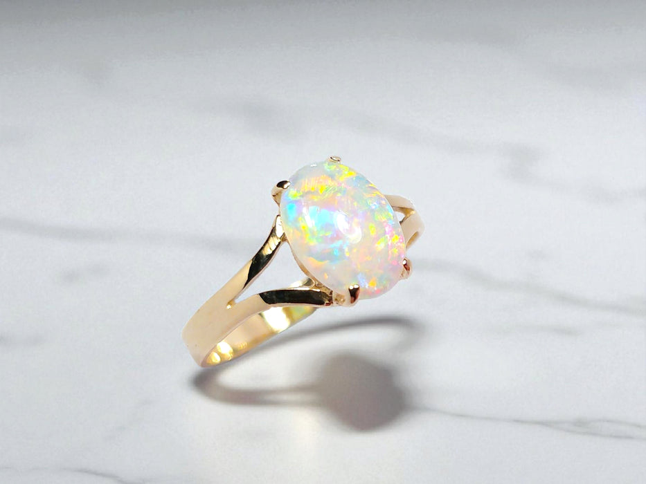 Scintillant' Australian Solid Opal Ring 14k Gold 1.6g US Sz 6.25 O70