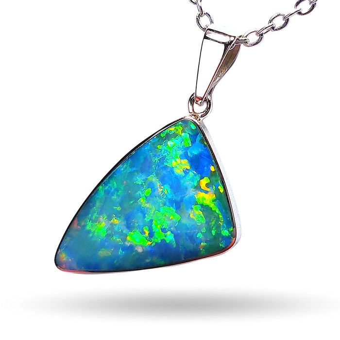 Plume' Australian Bright Opal Pendant 14k White Gold 8ct N81