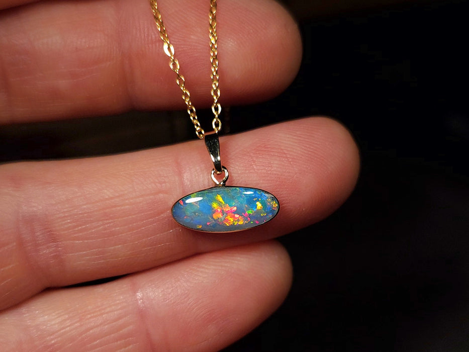 Prisma' Genuine Australian Opal Pendant 14k Gem Gift 0.8g R09