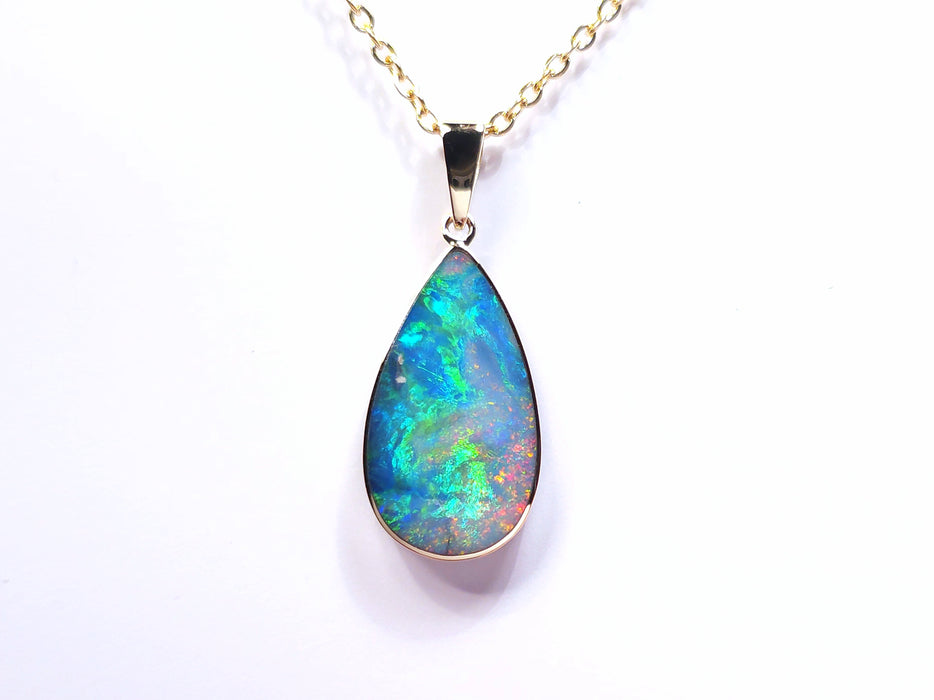 Ring Nebula' Genuine Australian Opal Pendant Solid 14K Gold 8.2ct L98