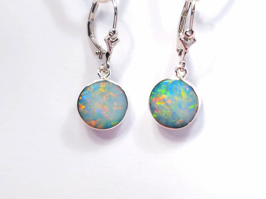 Orbes Dansants' Australian Opal Dangle Earrings Silver Inlay Gift 12.7ct O87
