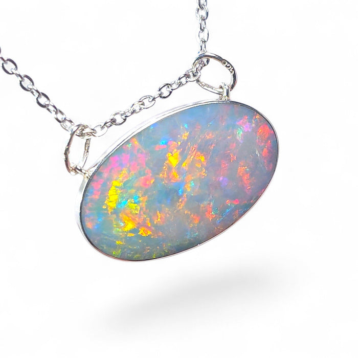 Venus' Large Genuine Australian Opal Pendant Silver Gem Gift P96