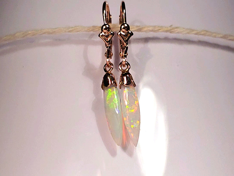 Piccolo Fiore' Australian Solid Opal Gold Dangle Earrings 5.6ct K85