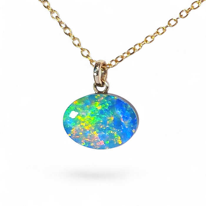 Tjintu Waru' Rare Australian 14k Gold Opal Doublet Pendant Gift 3.2 carat P77